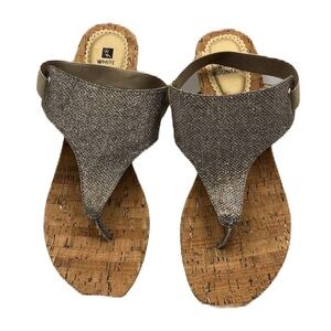 White Mountain Women's Gold Wedge Sandals